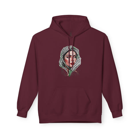 Palestine Woman Art Hoodie Unisex - Keffiyeh Scarf Dual-Sided Graphic Pullover